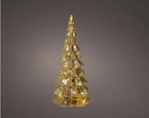 13" Gold/Warm White LED Tree Glass