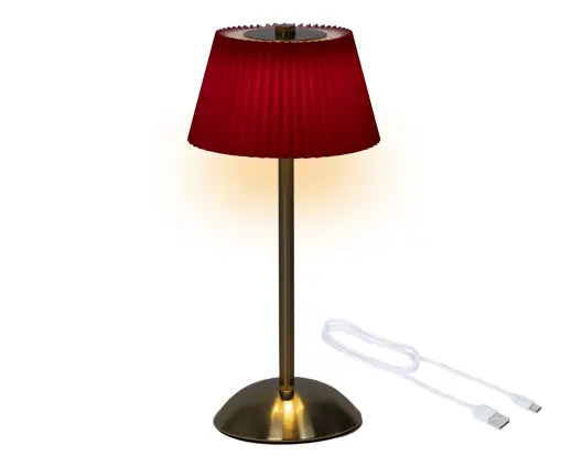 12" Red/Gold Rechargeable Lamp Table