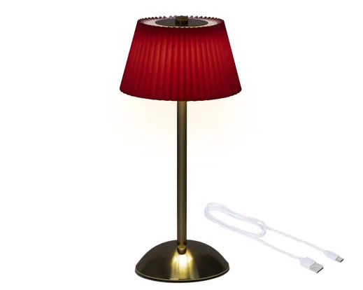 12" Red/Gold Rechargeable Lamp Table