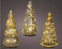7" Gold/Warm White Tree Glass LED, Assorted
