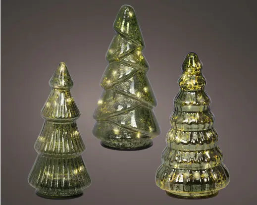 7" Green/Warm White LED Tree Glass, Assorted