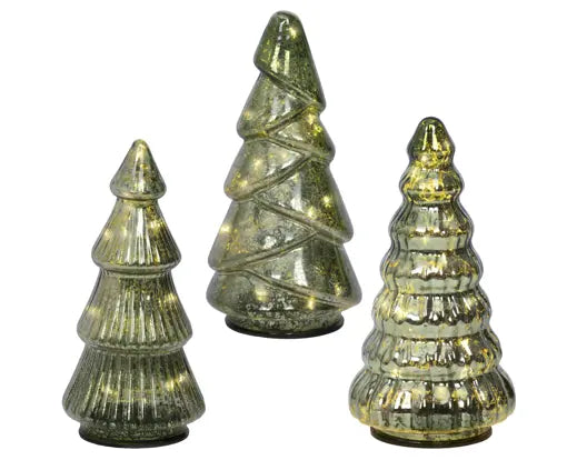 7" Green/Warm White LED Tree Glass, Assorted