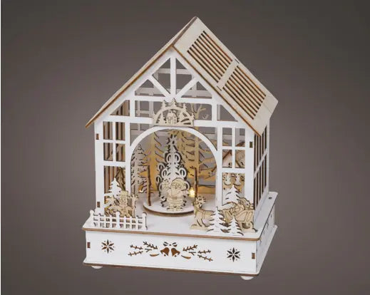 10" White Wood Christmas Scene