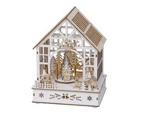 10" White Wood Christmas Scene