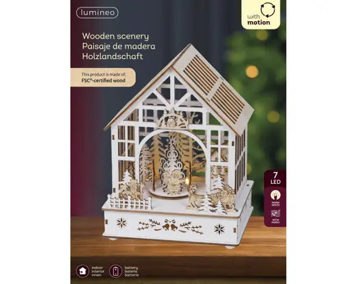 10" White Wood Christmas Scene