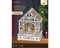 10" White Wood Christmas Scene