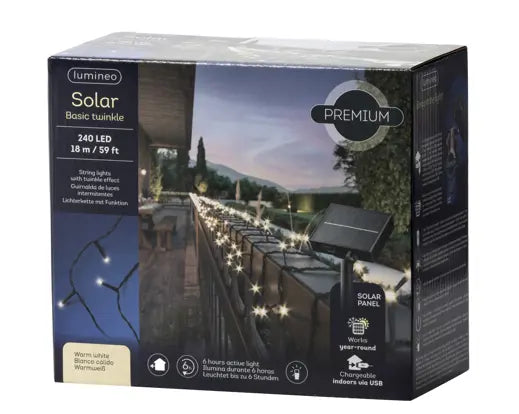 708" Black/Warm White Lights Solar 8- Function Twinkle