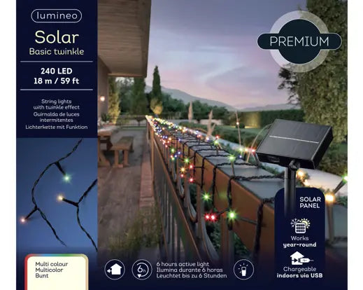 708" Black/Multicolor Lights Solar 8-Function Twinkle