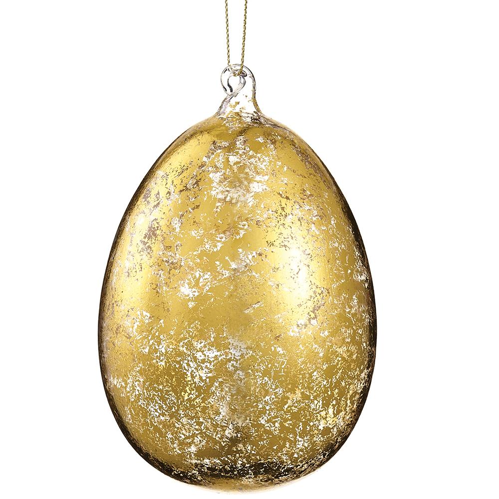 5" Gold Antique Glass Egg Ornament