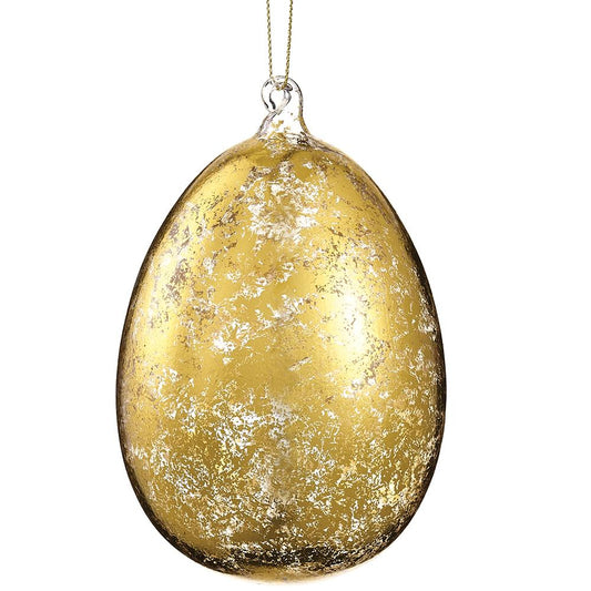5" Gold Antique Glass Egg Ornament