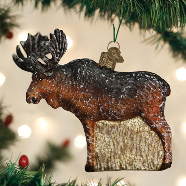 Vintage Moose Glass Ornament (CLR)