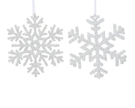 12" White Wood Snowflake, Assorted
