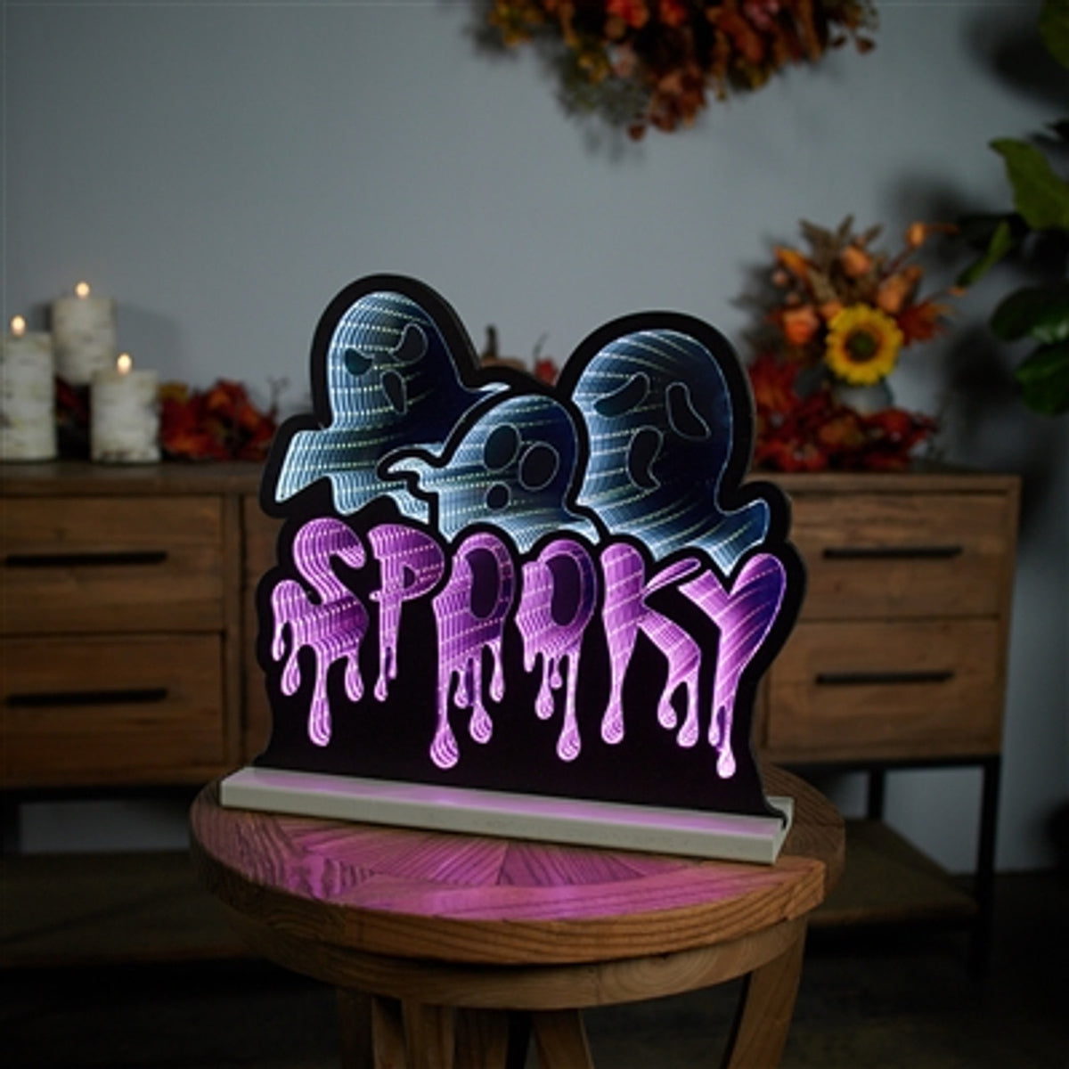 Tripple Spooky Ghosts Infinity Light Halloween Sign