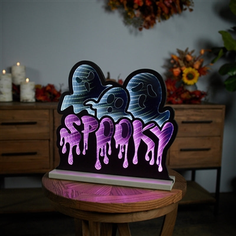 Tripple Spooky Ghosts Infinity Light Halloween Sign