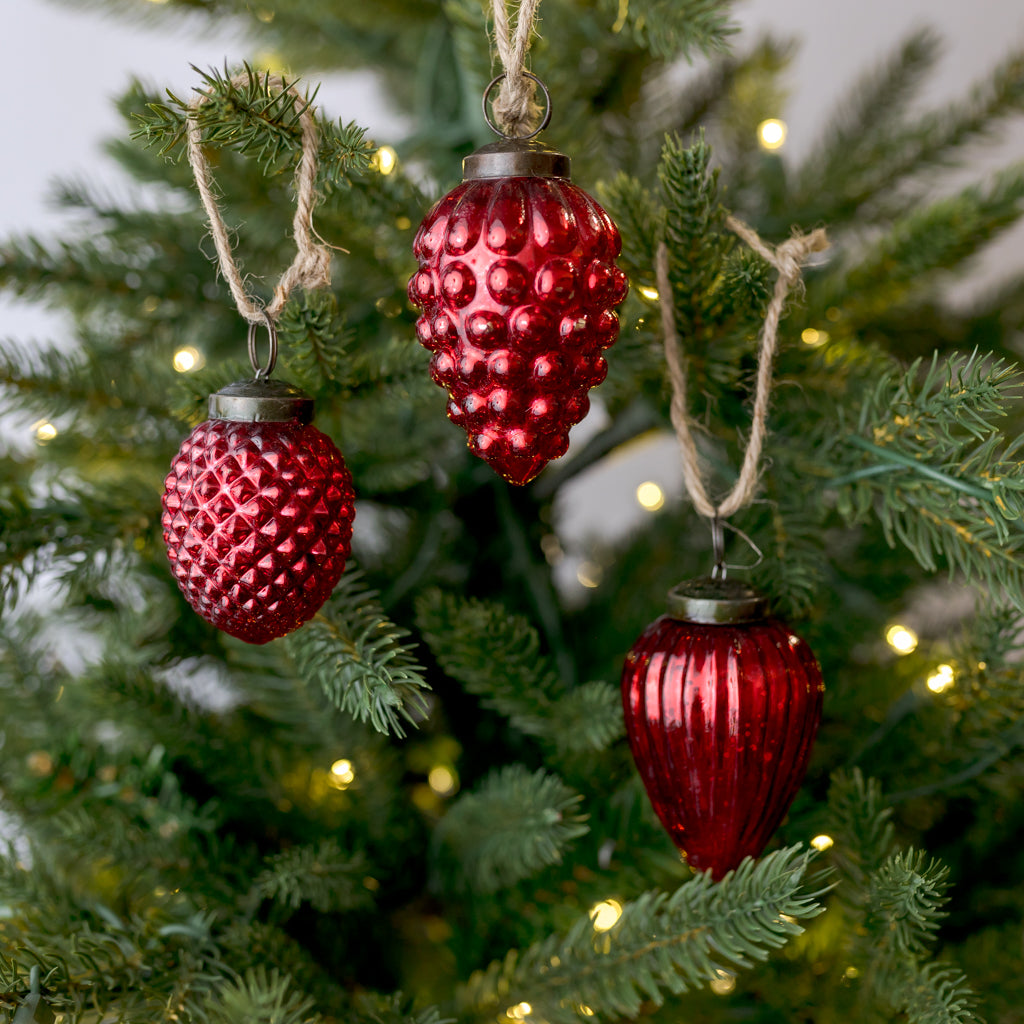 Mini Mercury Red Acorn Glass Ornament