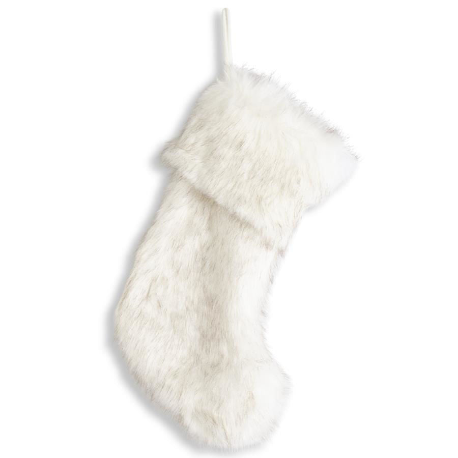 Cream Shaggy Fur Christmas Stocking