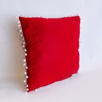 Red White Plaid Pompom Pillow (CLR)