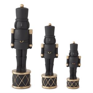 Matte Black with Gold Nutcracker On Drum, Medium