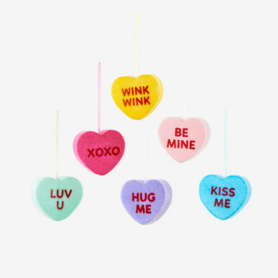 6" Flocked Conversation Heart Small, Assorted