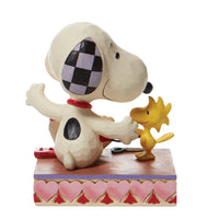 Woodstock & Snoopy with Hearts Garland Peanuts Figurine