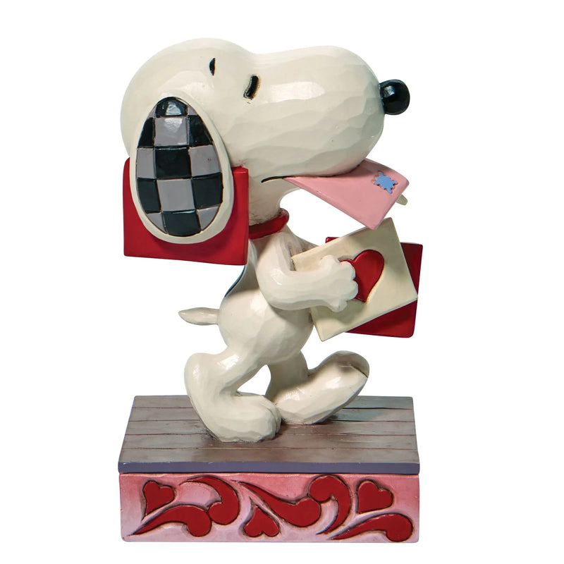 Snoopy Holding Valentine Mail Peanuts Figurine