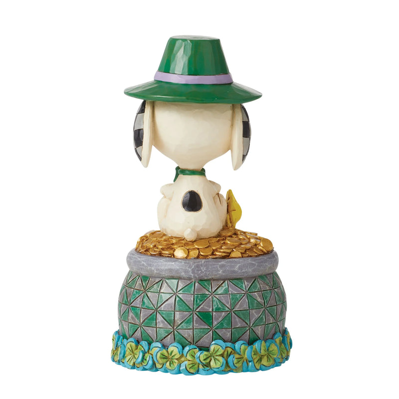Snoopy on Pot Of Gold Peanuts Figurine
