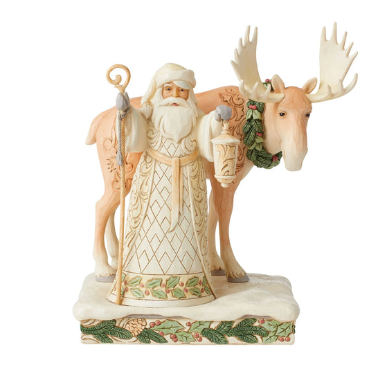 White Woodland Santa with Moose