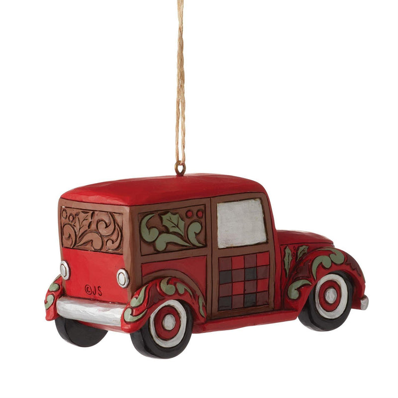 Jim Shore Heartwood Creek Highland Santa in Woody Wagon Ornament