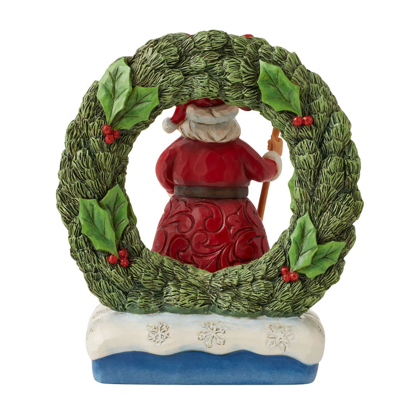 Santa with Prelit LED Wreath