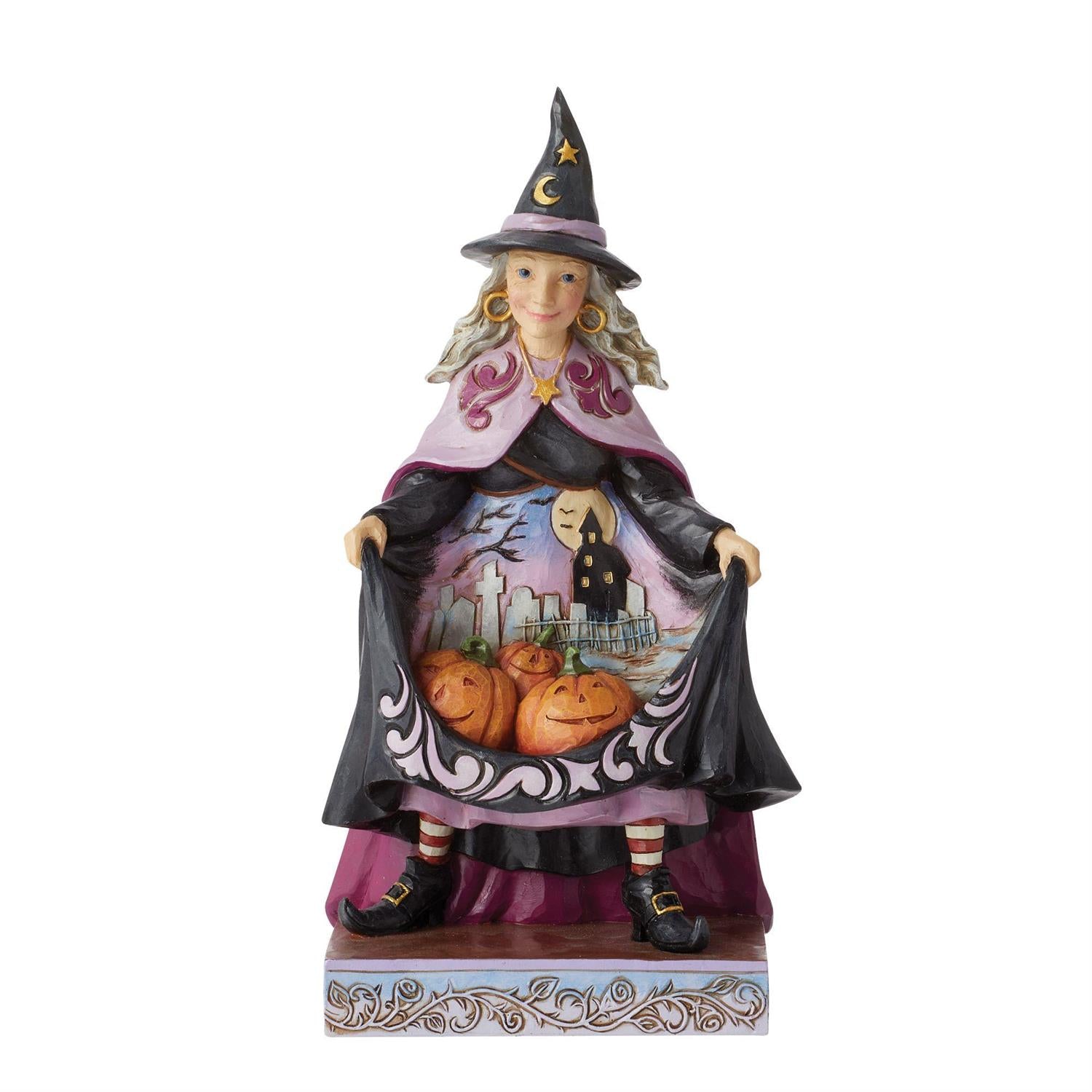 Jim Shore Heartwood Creek Witch with Pumpkins in Skirt – Modern