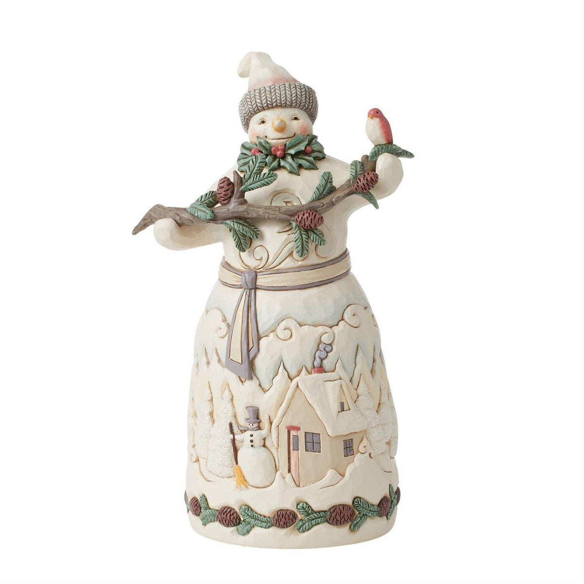 Jim Shore Heartwood Creek Woodland Snowman with Pine Garland