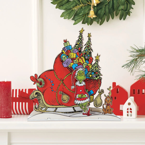 Grinch Sleigh Mantle Decor