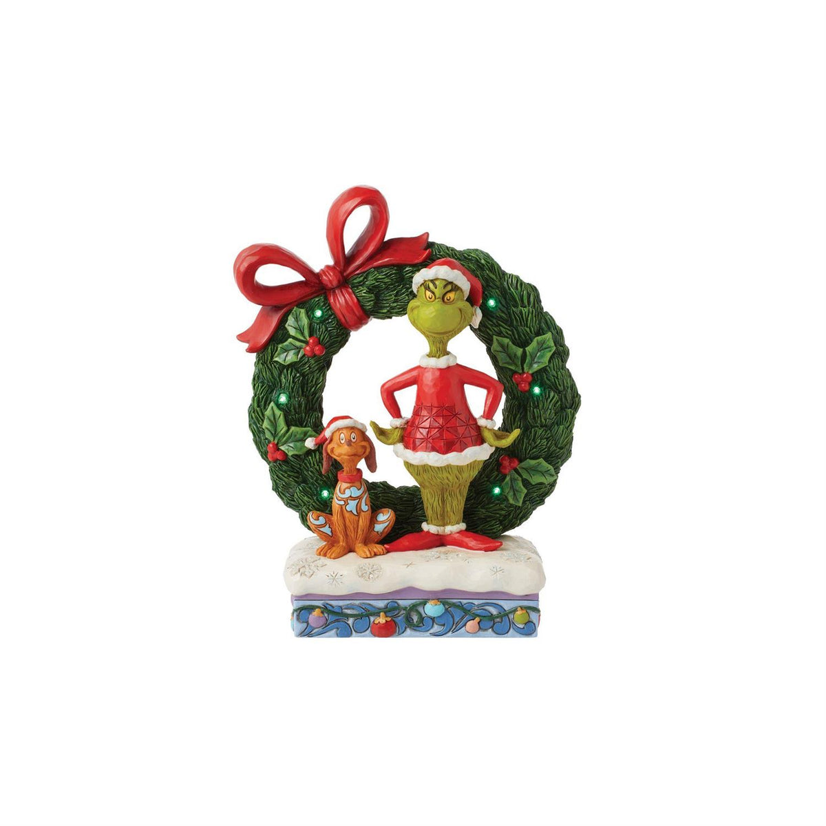 Jim Shore Dr. Seuss Grinch and Max in Wreath Figurine