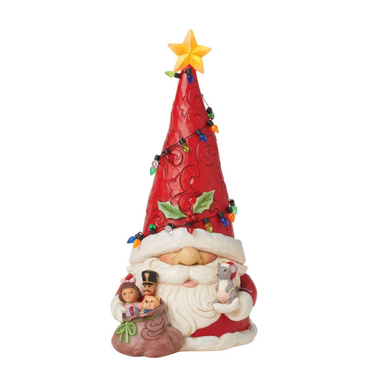 Jim Shore Heartwood Creek Santa Gnome Wrapped in LED Lights