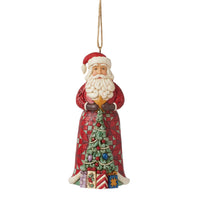 Jim Shore Heartwood Creek Santa with Tree On Coat Ornament