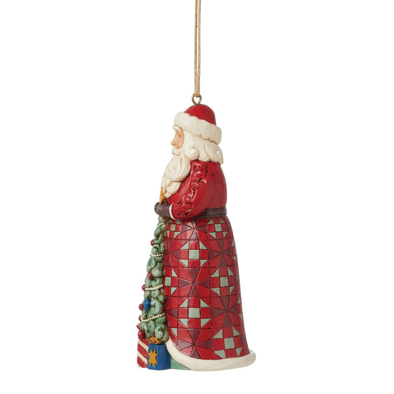 Jim Shore Heartwood Creek Santa with Tree On Coat Ornament