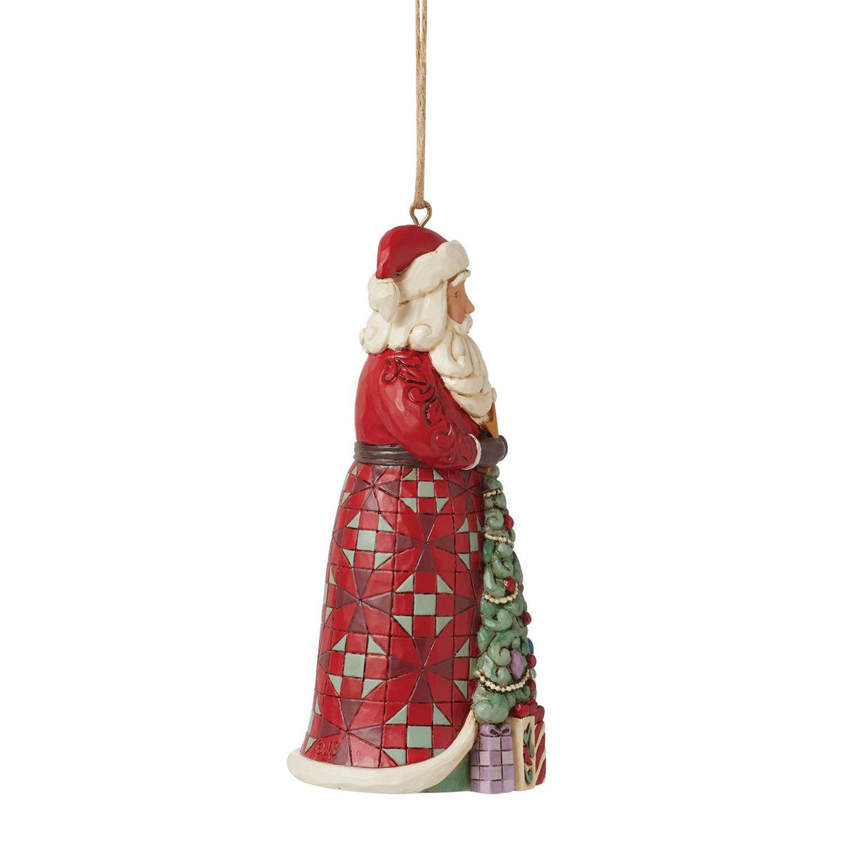 Jim Shore Heartwood Creek Santa with Tree On Coat Ornament