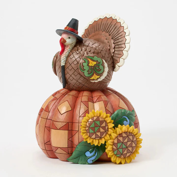 Turkey Pumpkin Sunflower Figurine - Thumbnail 2