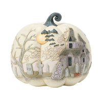 Pumpkin with Bats Flying Figurine