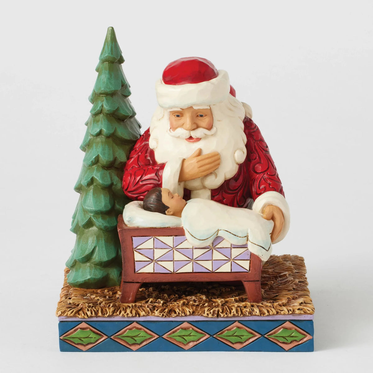 Santa Kneeling Over Jesus, Jim Shore