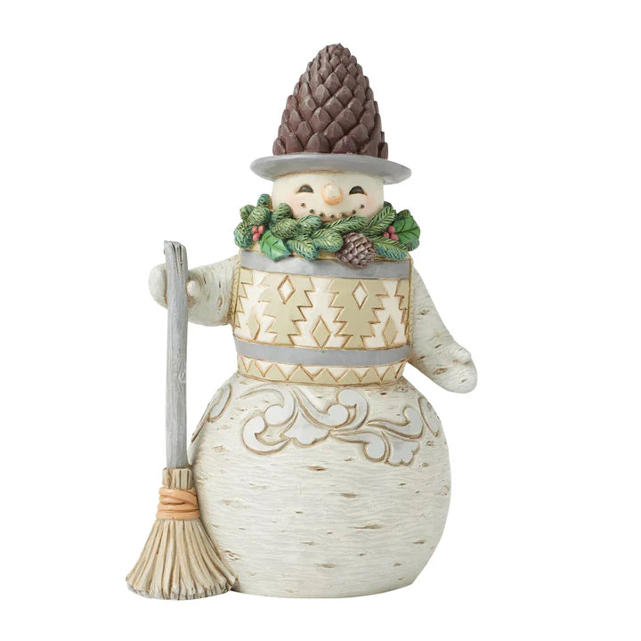 Woodland Snowman Pinecone Hat Figurine