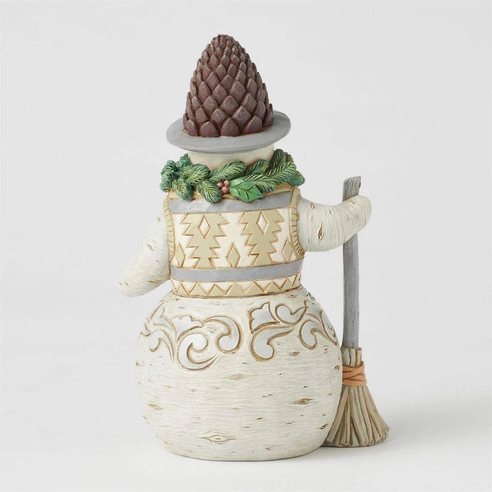 Woodland Snowman Pinecone Hat Figurine