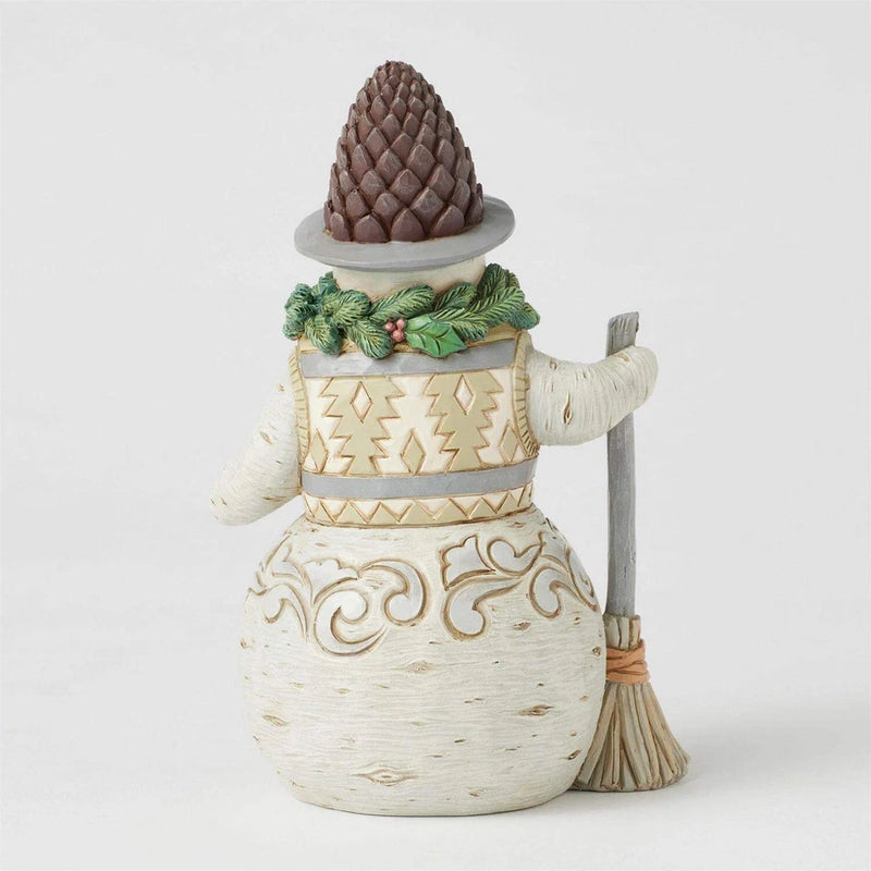 Woodland Snowman Pinecone Hat Figurine