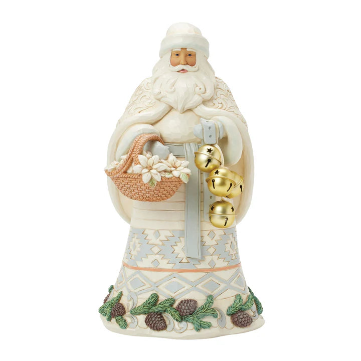 Woodland Santa Basket and Bells Figurine