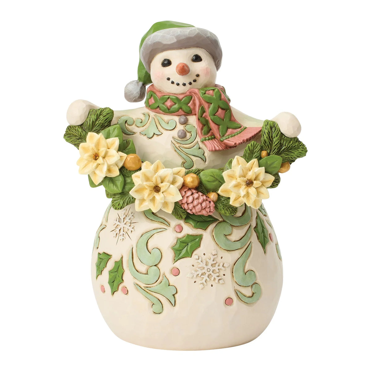 Opal & Moss Snowman Poinsettia, Jim Shore