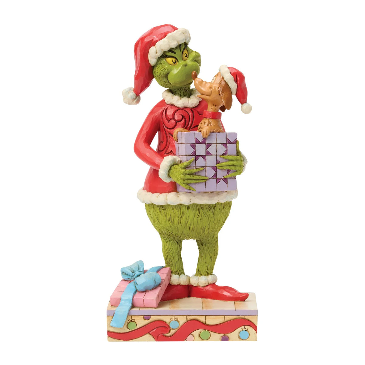 Grinch Holding Gift with Max- Jim Shore