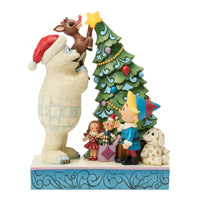 Bumble Holding Rudolph by Tree- Jim Shore