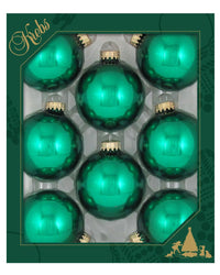 Emerlad Green Glass Ball Ornaments 8/Box