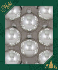 Bright Silver Glass Ball Ornaments 8/Box