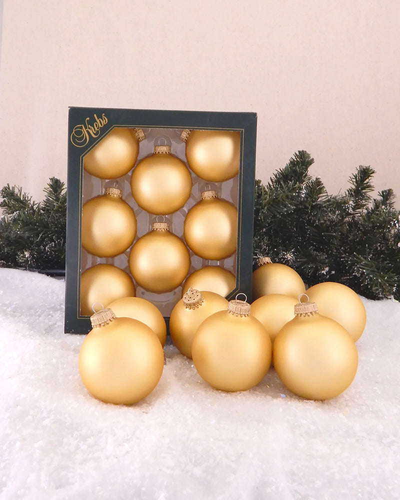 Velvet Gold Glass Ball Ornaments 8/Box